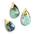 Gold Leafed Blue Peruvian Opal Pear Pendant 1 Bead (S) - The Bead Traders