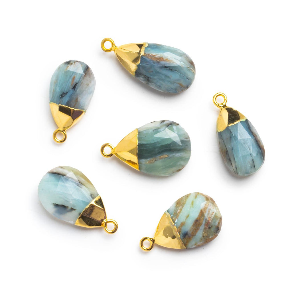 Gold Leafed Blue Peruvian Opal Pear Pendant 1 Bead (XS) - The Bead Traders