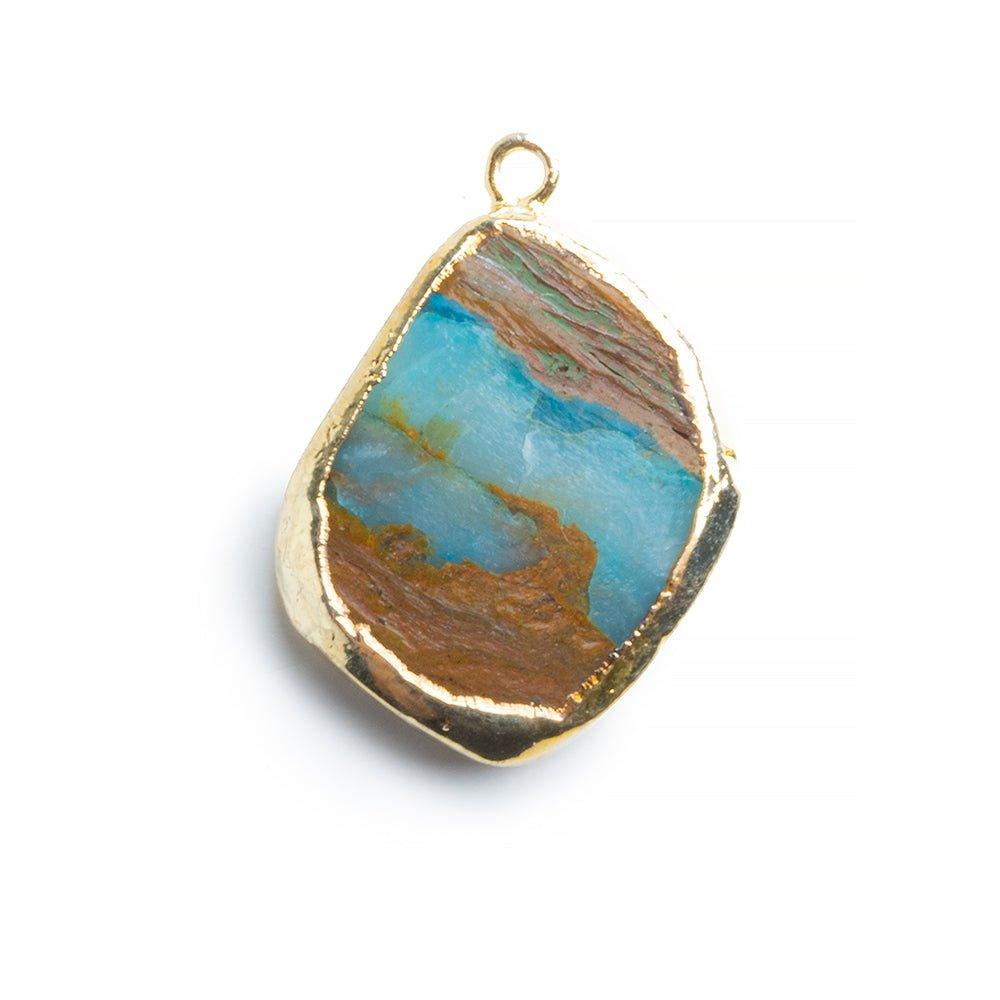 Gold Leafed Blue Peruvian Opal Pendant - The Bead Traders