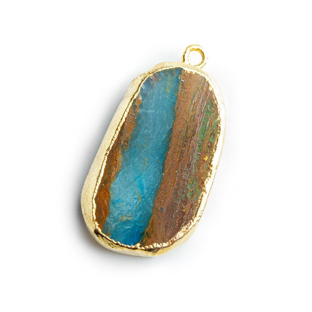 Gold Leafed Blue Peruvian Opal Pendant - The Bead Traders