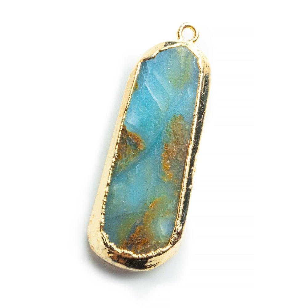 Gold Leafed Blue Peruvian Opal Pendant - The Bead Traders