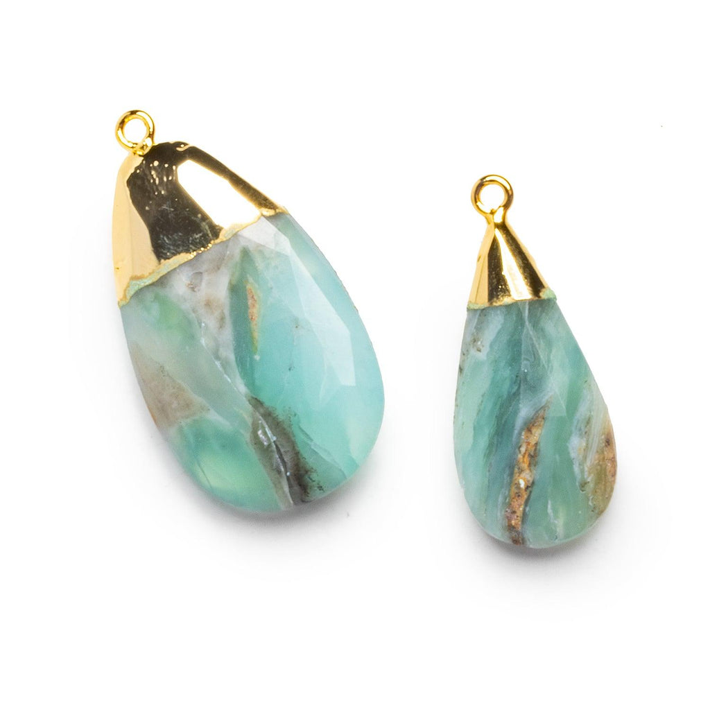 Gold Leafed Blue Peruvian Opal Pendants - Lot of 2 - The Bead Traders