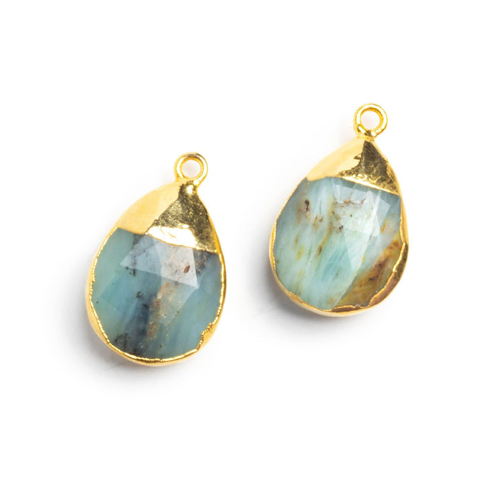 Gold Leafed Blue Peruvian Opal Pendants - Lot of 2 - The Bead Traders