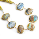 Gold Leafed Blue Peruvian Opal plain nugget strand 7 beads 14x12mm - 16x12mm - The Bead Traders