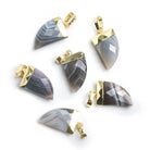 Gold Leafed Botswana Agate Horn Pendant 1 Piece - The Bead Traders