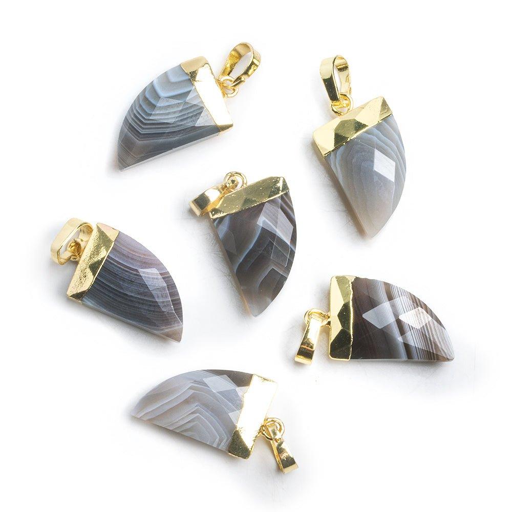 Gold Leafed Botswana Agate Horn Pendant 1 Piece - The Bead Traders
