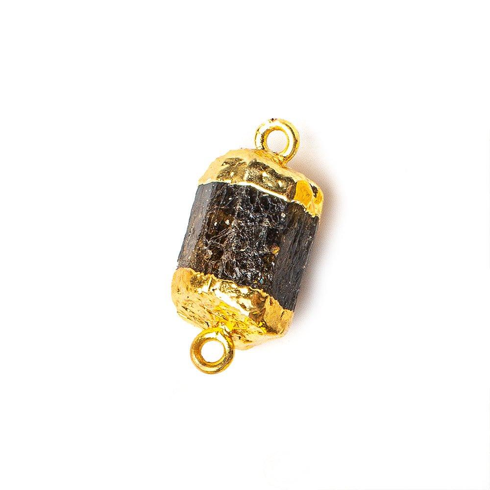 Gold Leafed Brown Tourmaline Connector 1 focal bead 13x12mm average - The Bead Traders