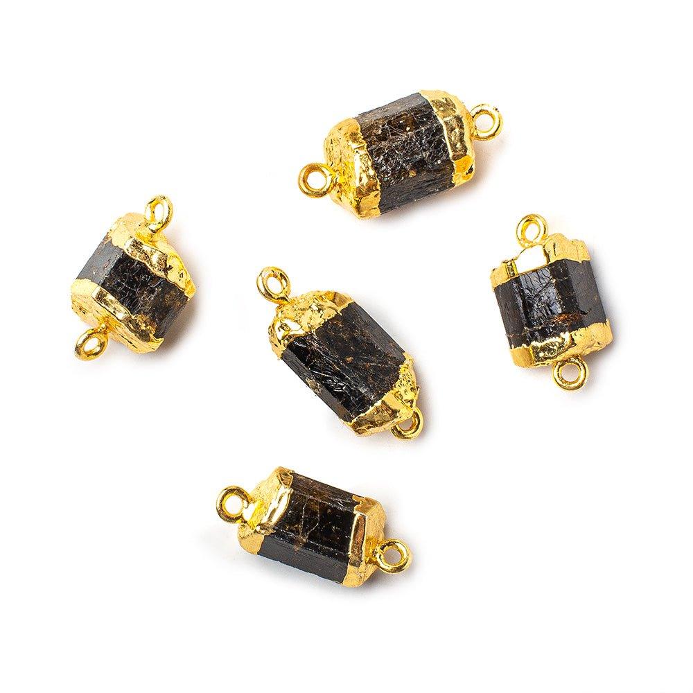 Gold Leafed Brown Tourmaline Connector 1 focal bead 13x12mm average - The Bead Traders