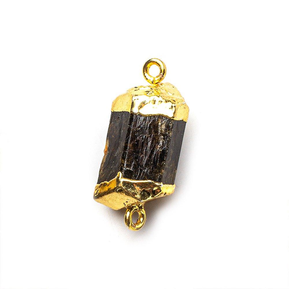 Gold Leafed Brown Tourmaline Connector 1 focal bead 18x14mm average - The Bead Traders