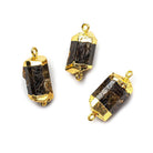 Gold Leafed Brown Tourmaline Connector 1 focal bead 18x14mm average - The Bead Traders