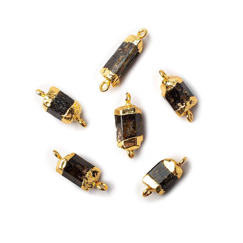 Gold Leafed Brown Tourmaline Natural Crystal Connector 1 piece 20x9mm average size - The Bead Traders