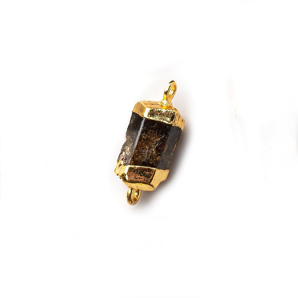 Gold Leafed Brown Tourmaline Natural Crystal Connector 1 piece 20x9mm average size - The Bead Traders