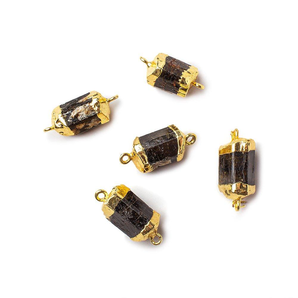 Gold Leafed Brown Tourmaline Natural Crystal Connector 1 piece 23x12mm average size - The Bead Traders