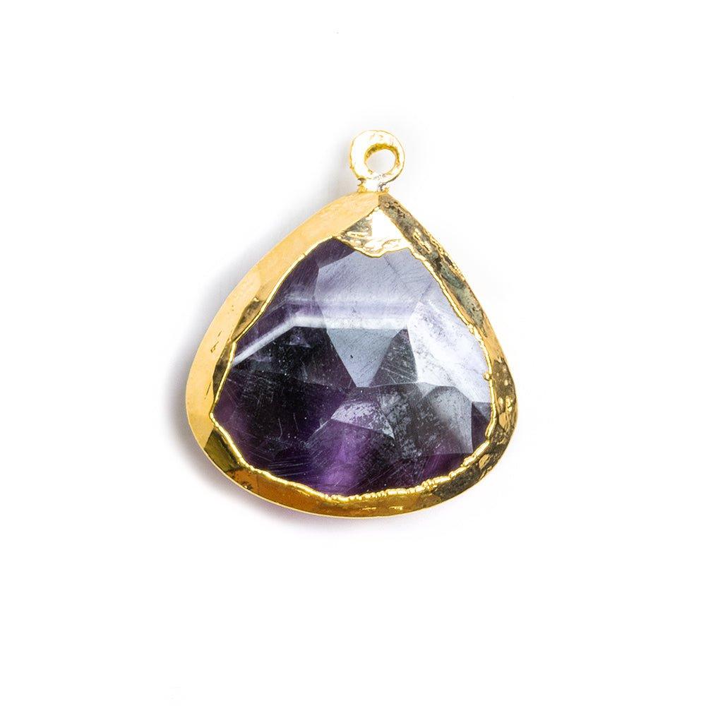 Gold Leafed Cape Amethyst Faceted Heart Pendant 1 Piece - The Bead Traders