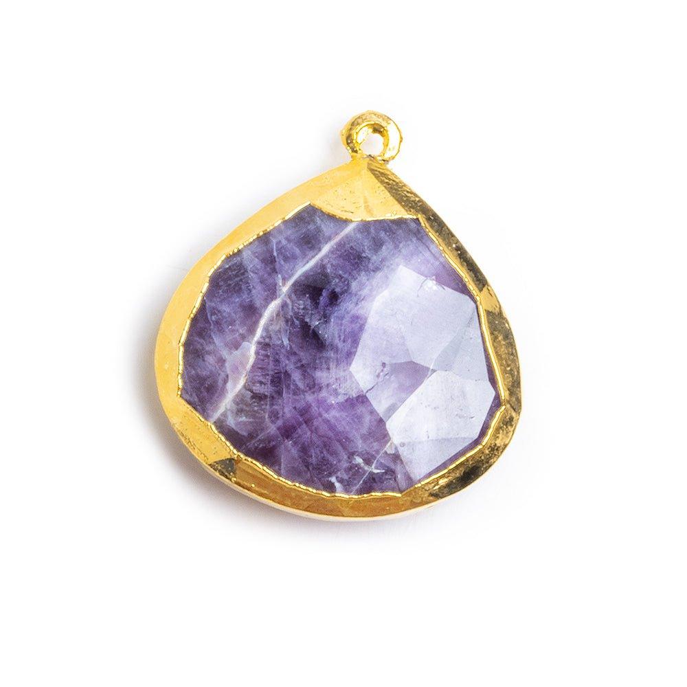 Gold Leafed Cape Amethyst Faceted Heart Pendant 1 Piece - The Bead Traders