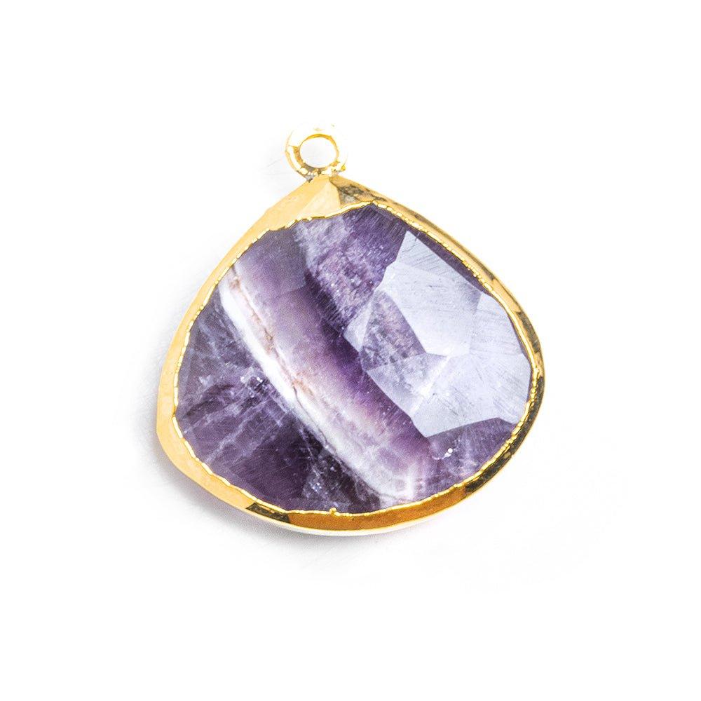 Gold Leafed Cape Amethyst Faceted Heart Pendant 1 Piece - The Bead Traders