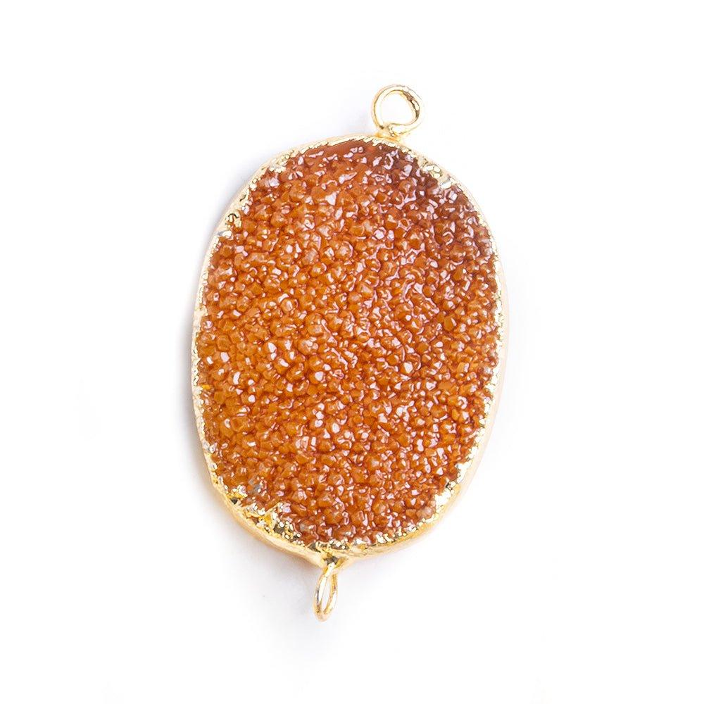 Gold Leafed Caramel Brown Drusy Oval Connector Focal 1 bead - The Bead Traders