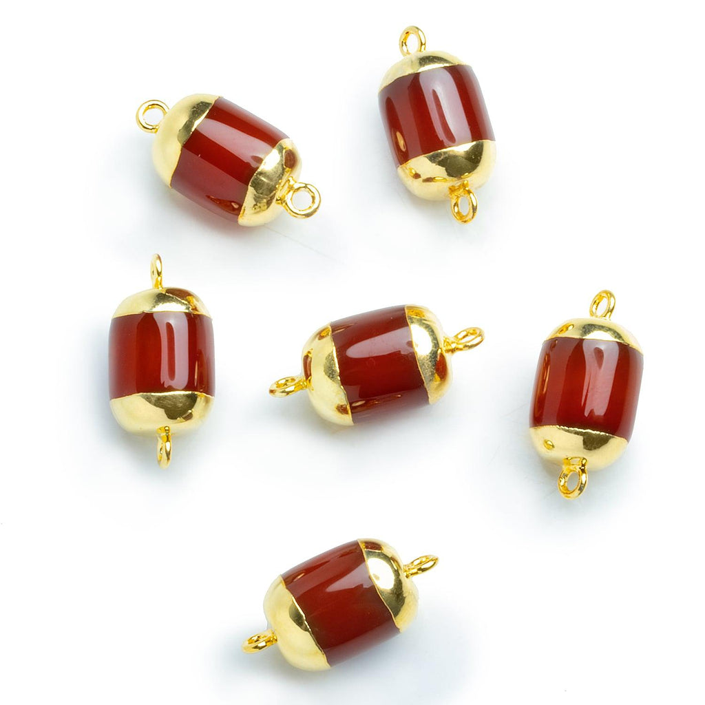 Gold Leafed Carnelian Barrel Connector 1 Piece - The Bead Traders