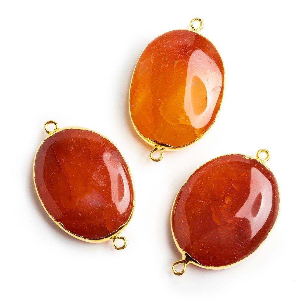 Gold Leafed Carnelian Oval Connector Bead 1 Piece - The Bead Traders