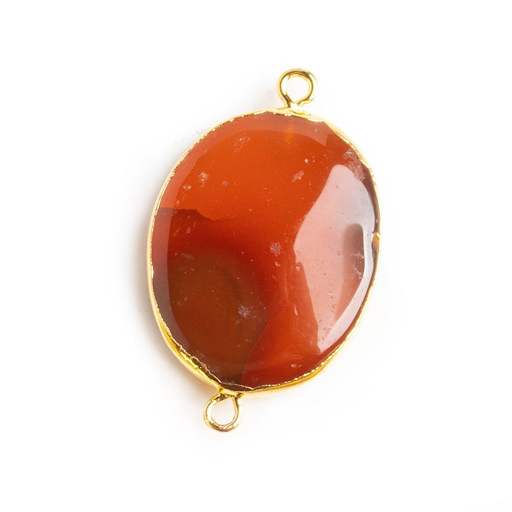 Gold Leafed Carnelian Oval Connector Bead 1 Piece - The Bead Traders