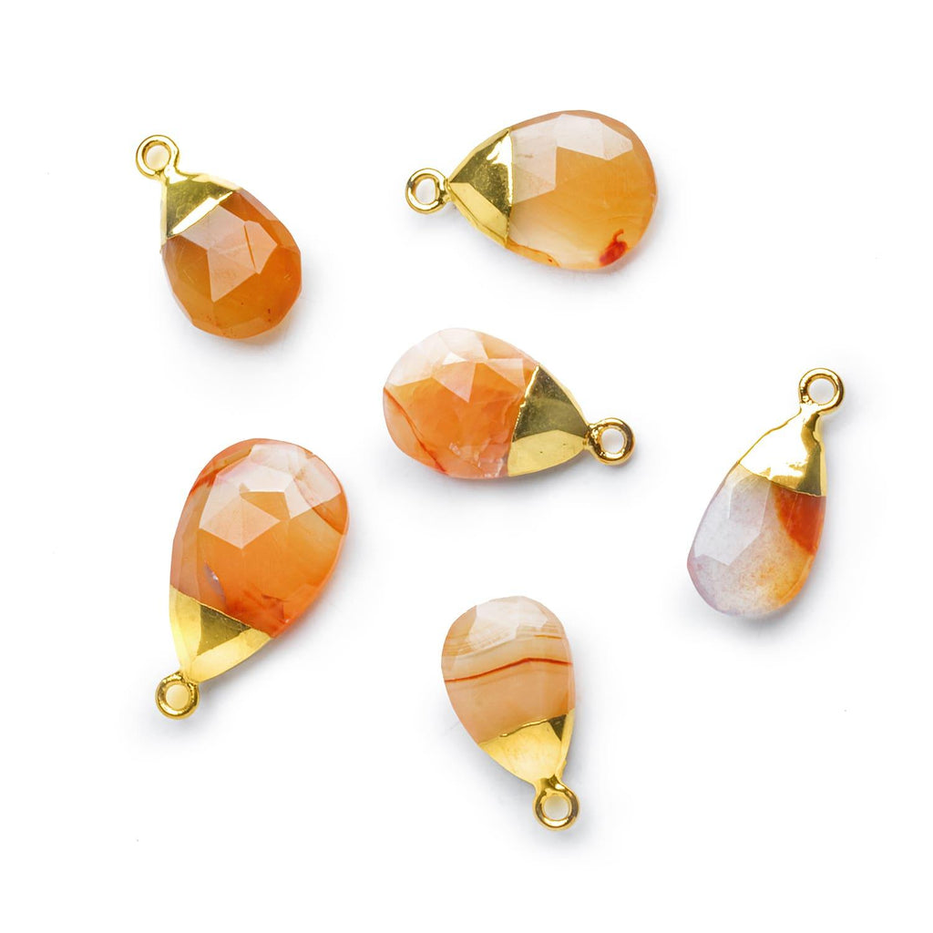 Gold Leafed Carnelian Pear Pendant 1 Piece - The Bead Traders