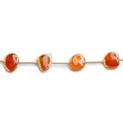 Gold Leafed Carnelian plain nugget strand 7 beads 9x9mm - 11x9mm - The Bead Traders