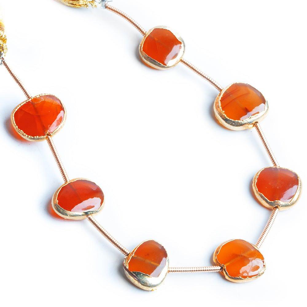 Gold Leafed Carnelian plain nugget strand 7 beads 9x9mm - 11x9mm - The Bead Traders