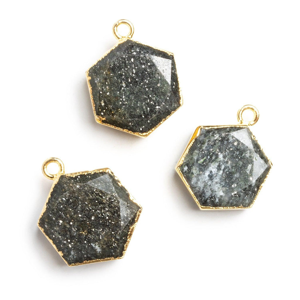 Gold Leafed Celestial Quartz Hexagon Pendant 1 Bead - The Bead Traders