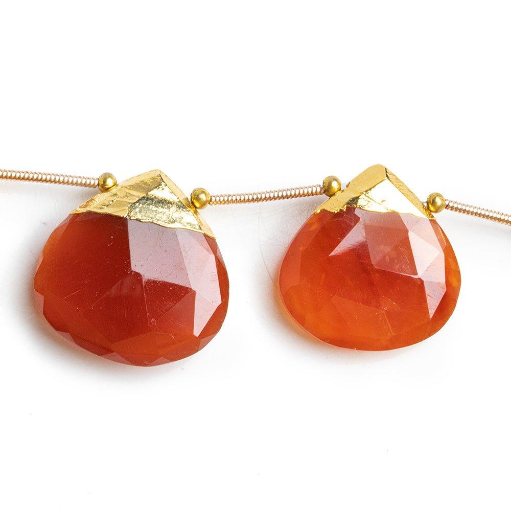 Gold Leafed Chalcedony Faceted Heart Beads 4 inch 4 pieces - The Bead Traders