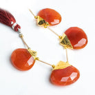 Gold Leafed Chalcedony Faceted Heart Beads 4 inch 4 pieces - The Bead Traders