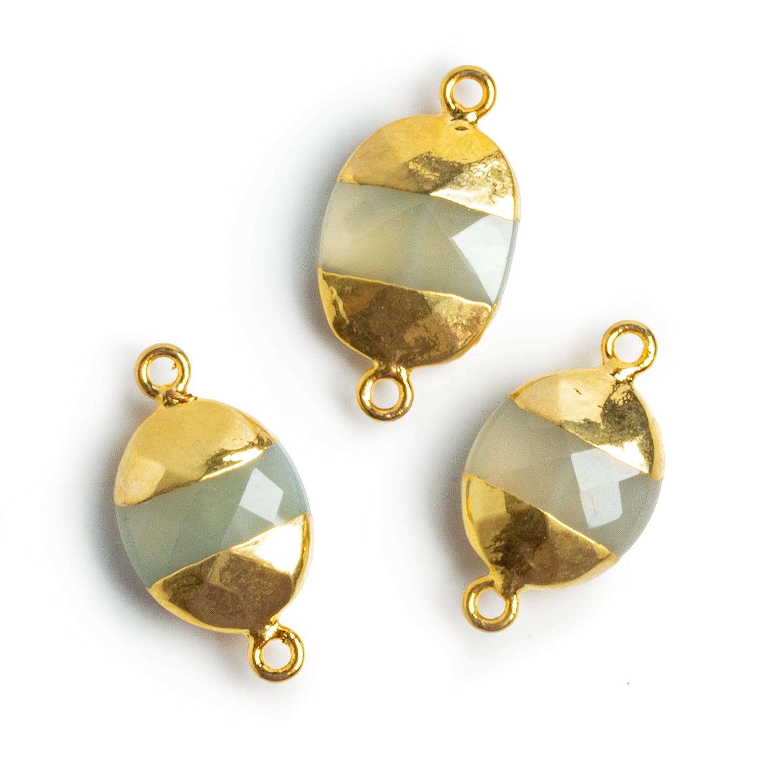 Gold Leafed Chalcedony Oval Connector 1 Bead - The Bead Traders