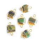 Gold Leafed Chinese Turquoise Rectangle Connector 1 Piece - The Bead Traders