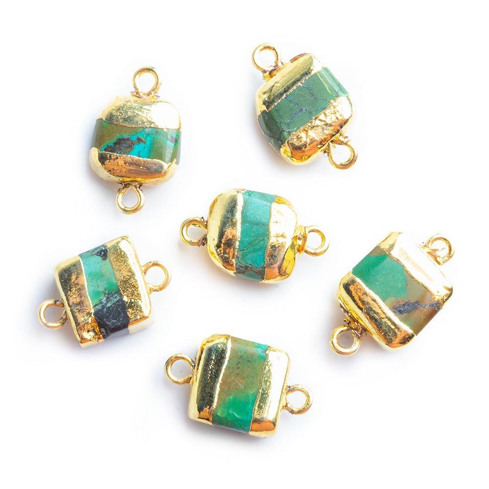 Gold Leafed Chinese Turquoise Rectangle Connector 1 Piece - The Bead Traders