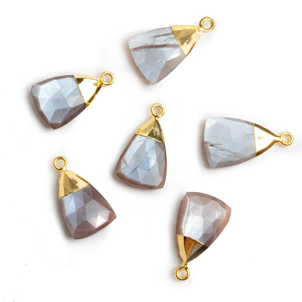 Gold Leafed Chocolate Moonstone Trillion Teardrop Pendant - The Bead Traders