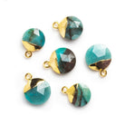 Gold Leafed Chrysocolla Coin Pendant 1 Bead - The Bead Traders
