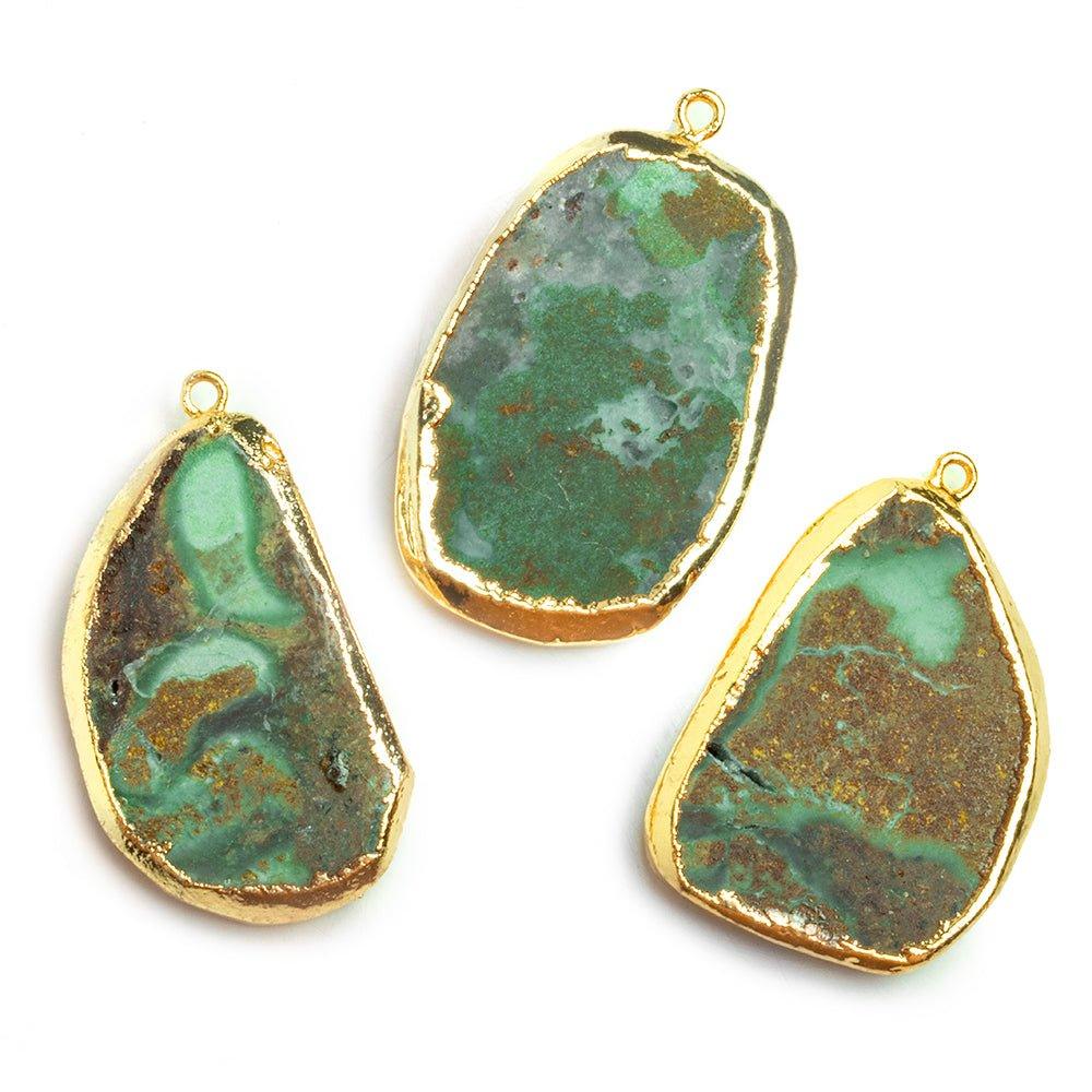 Gold Leafed Chrysoprase Pendant 1 Piece - The Bead Traders