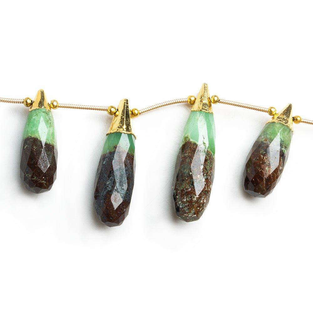 Gold Leafed Chrysoprase Teardrops 4 pieces - The Bead Traders