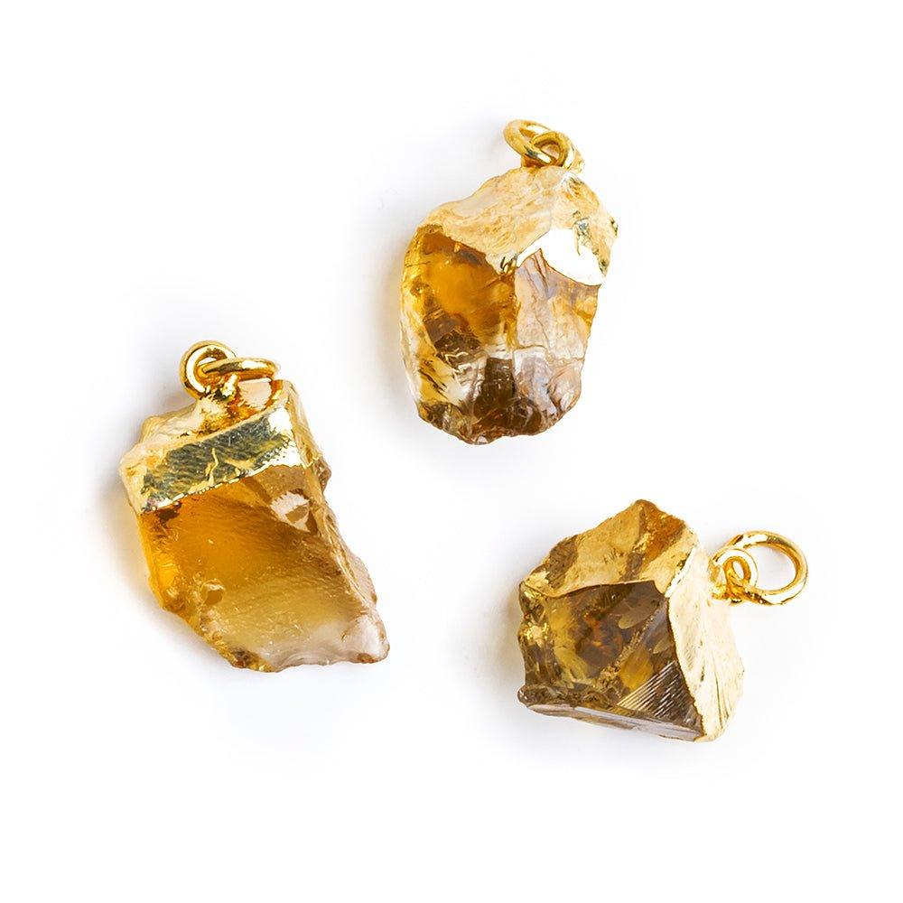 Gold Leafed Citrine Natural Crystal Focal Pendant 1 piece - The Bead Traders