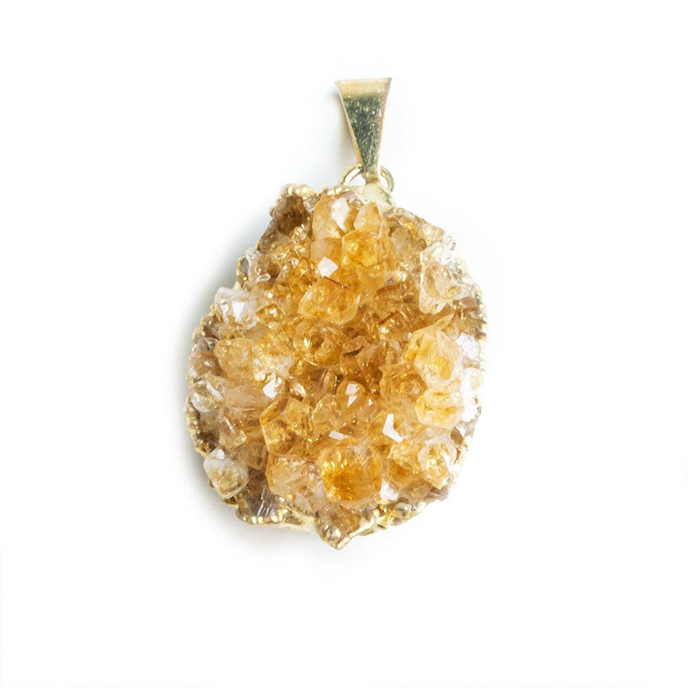 Gold Leafed Citrine Natural Crystal Focal Pendant 1 Piece - The Bead Traders