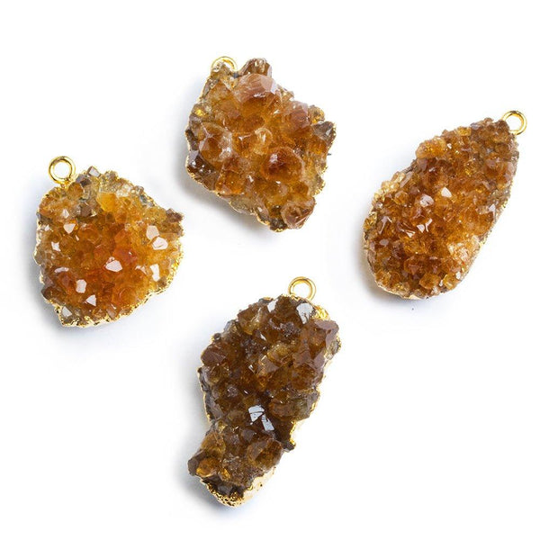 Gold Leafed Citrine Natural Crystal Pendant 1 Piece