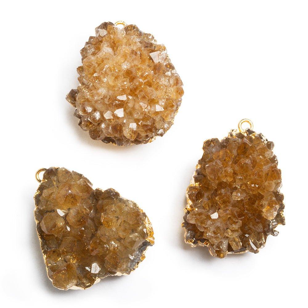 Gold Leafed Citrine Natural Crystal Pendant 1 Piece - The Bead Traders