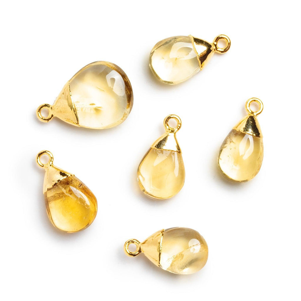 Gold Leafed Citrine Pear Pendant 1 Bead - The Bead Traders