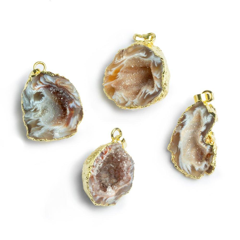 Gold Leafed Drusy Natural Crystal Pendant 1 Piece - The Bead Traders