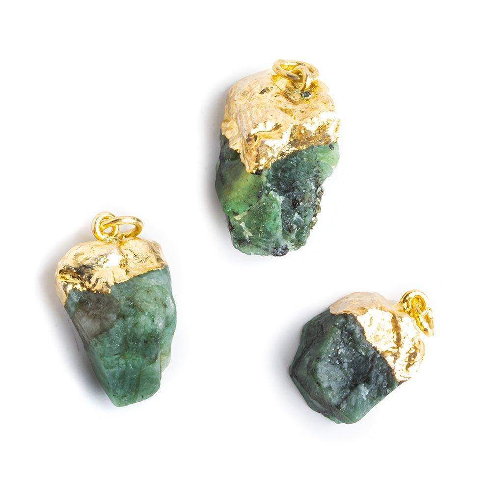 Gold Leafed Emerald Natural Crystal Focal Pendant 1 Piece - The Bead Traders