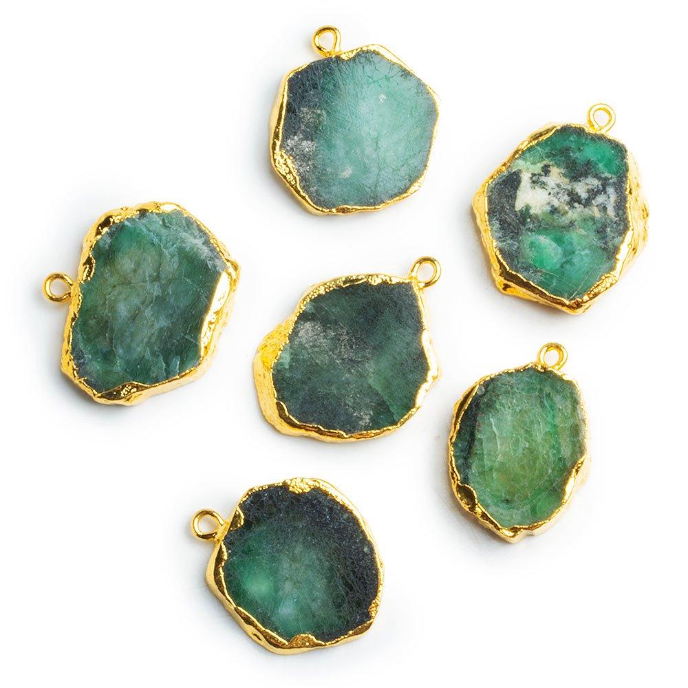 Gold Leafed Emerald Slice Pendant 1 Piece - The Bead Traders