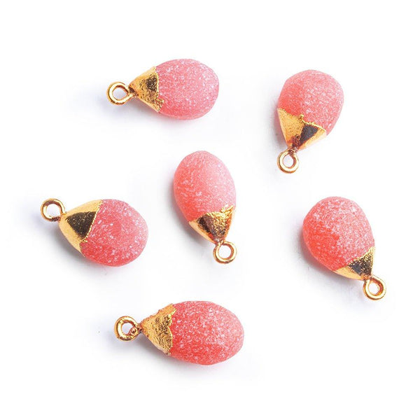 Gold Leafed Frosted Watermelon Chalcedony Focal Pendant 1 piece