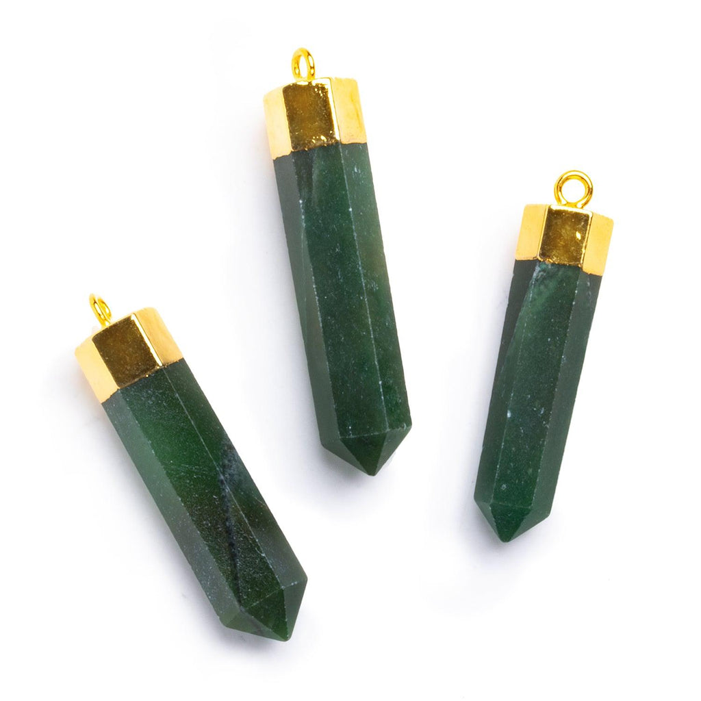 Gold Leafed Green Agate Large Point Pendant 1 Piece - The Bead Traders