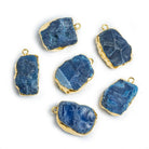 Gold Leafed Hammer Faceted Agate Rectangle Pendant 1 Piece - The Bead Traders