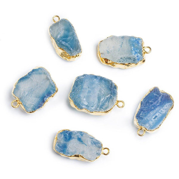 Gold Leafed Hammer Faceted Agate Rectangle Pendant 1 Piece