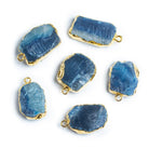 Gold Leafed Hammer Faceted Agate Rectangle Pendant 1 Piece - The Bead Traders
